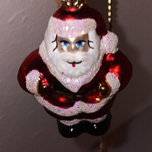 Crate and Barrel glass Santa